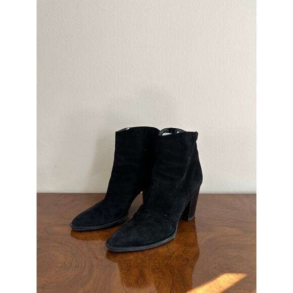 Vince Black Suede Western-Inspired Boots, Size 39 (Fits US 8.5) - Picture 3 of 7